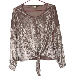 Urban Heritage Tie Front Velvet Top
